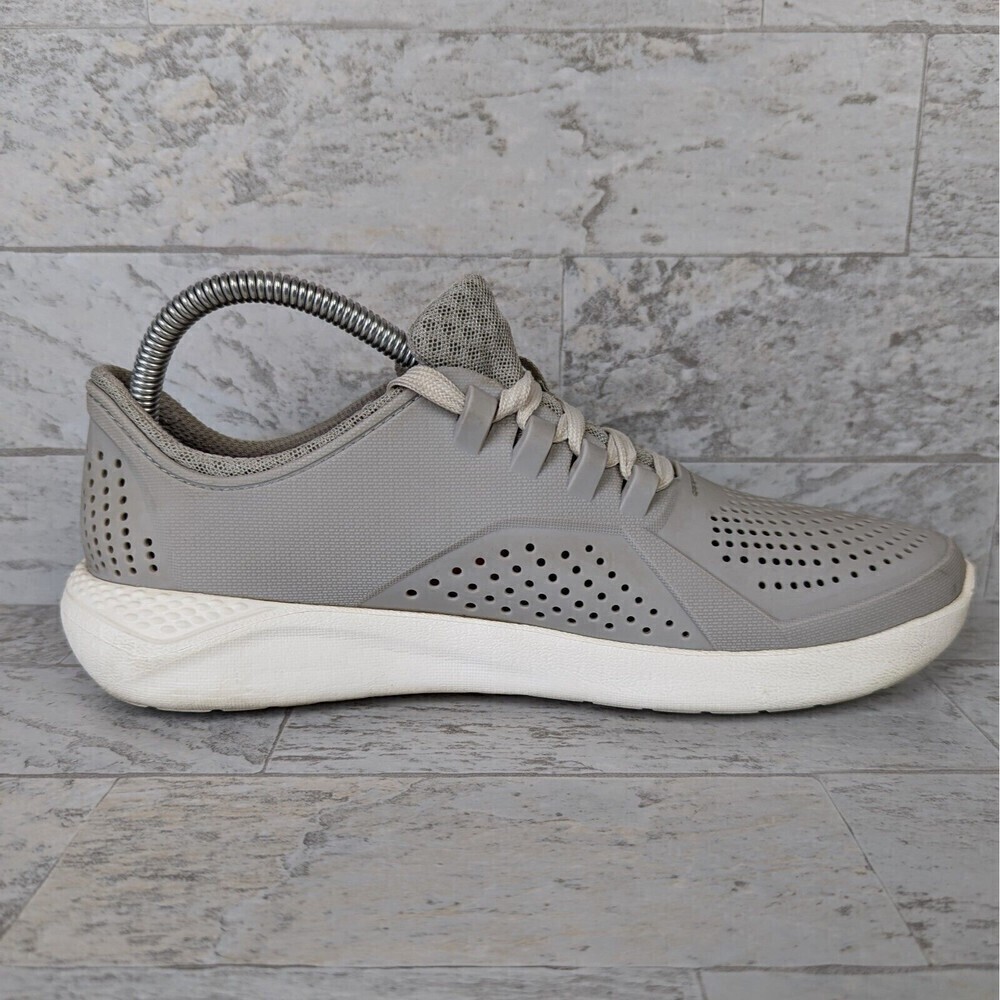 Lite Ride Pacer By Crocs 205234 Ladies Size 10 Grey White Lace Up Low Top - Picture 7 of 10